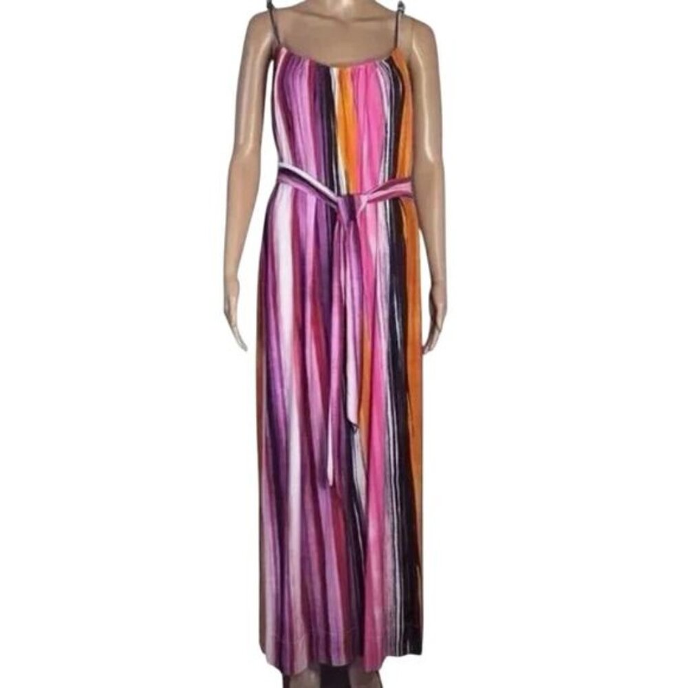 Calvin Klein Womens Dress Size 10 Watercolor Stripe Jersey Stretch Maxi size 6